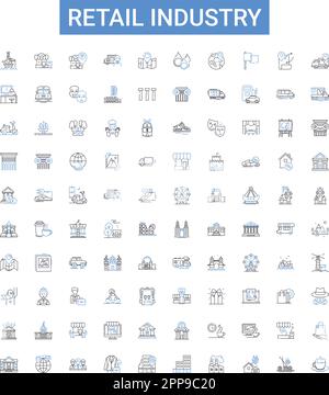 Collection d'icônes de présentation du secteur de la vente au détail. Vente au détail, commerce, marchandisage, magasinage, magasins, Prises de courant, jeu d'illustrations vectorielles Marketplaces Illustration de Vecteur