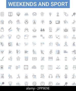 Collection Weekend et sport Outline Icons. Week-end, Sport, Loisirs, Loisirs, jouer, Jeux, jeu d'illustrations vectorielles Athletics. Activités, plein air Illustration de Vecteur