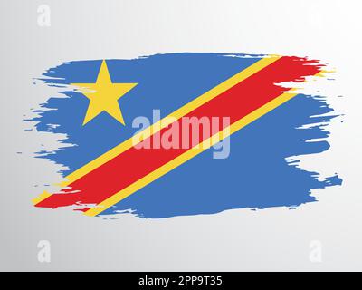 Drapeau vectoriel de la République démocratique du Congo dessiné avec un pinceau Illustration de Vecteur