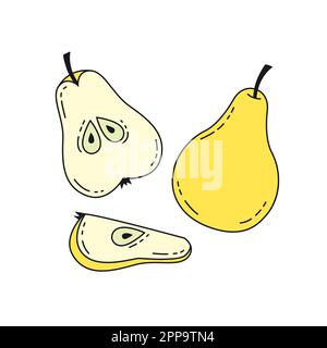 Poire dessinée à la main isolée sur fond blanc. Illustration de Vecteur