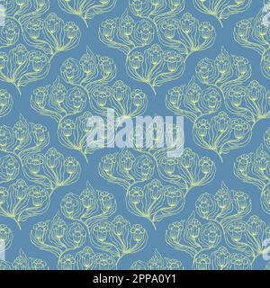 Motif vectoriel sans couture avec compositions de fleurs abstraites dessinées à la main. Carreaux stylisés à motif damassé sans couture. Illustration de Vecteur