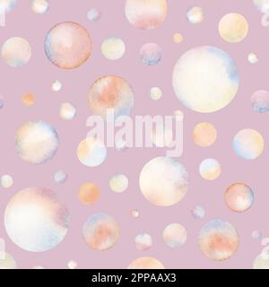 Aquarelle rose motif marin sans couture avec bulles de savon pour bébé filles conçoit des textiles et des tissus de pépinière pour enfants, papeterie. Mignon illu dessiné à la main Banque D'Images