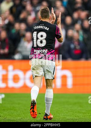 Rotterdam, pays-Bas. 23rd avril 2023. Rotterdam - Jens Toornstra du FC Utrecht lors du match entre Feyenoord et le FC Utrecht au Stadion Feijenoord de Kuip le 23 avril 2023 à Rotterdam, pays-Bas. Crédit : photos Box to Box/Alamy Live News Banque D'Images