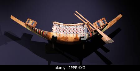 Maquette de bateau détaillée de la tombe de Toutankhamon Banque D'Images