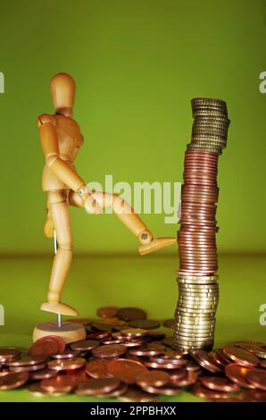 Argent européen empilé. Banque D'Images