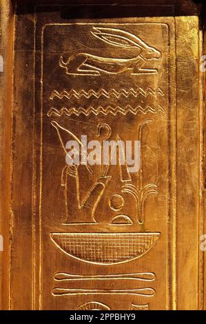 Hiéroglyphes de la tombe de Toutankhamu Banque D'Images