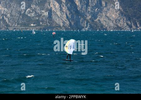 Surfeurs sur le lac Banque D'Images