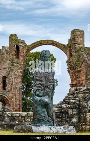 Ruines du Prieuré de Lindisfarne, Île Sainte de Lindisfarne, Northumberland, Angleterre, Royaume-Uni Banque D'Images