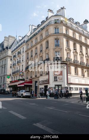 Vue sur l'ancien cinéma le Champo dans la ville de Paris. Banque D'Images