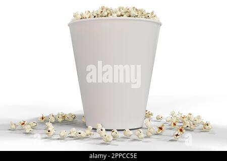 Seau à pop-corn isolé sur fond blanc détails de haute qualité - rendu 3D Banque D'Images