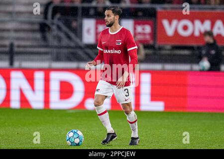 Alkmaar, pays-Bas. 23rd avril 2023. ALKMAAR, PAYS-BAS - AVRIL 23: Pantelis Hatzidiakos d'AZ pendant le match Eredivisie entre AZ et RKC Waalwijk au Stadion de l'AFAS sur 23 avril 2023 à Alkmaar, pays-Bas (photo de Patrick Goosen/Orange Pictures) crédit: Orange pics BV/Alay Live News Banque D'Images