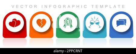 Ensemble d'icônes d'amour, conception plate diverses icônes colorées telles que coeur, badge, toast et chat pour le webdesign et les applications mobiles, vecteur d'infographie Illustration de Vecteur