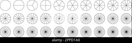 Modèles de graphique à anneaux ou à secteurs.fractions de secteurs divisées pour les mathématiques. Entourez la tarte de pièces. Ensemble de coupes de segment. Géométrie simple. Illustration vectorielle isolée Illustration de Vecteur