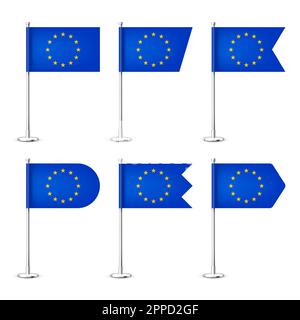 Supports De Drapeau De Table Ronds - 20 Pièces - Porte-drapeau Bureau Plastique Doré - Décoration Fête Et événement - 6