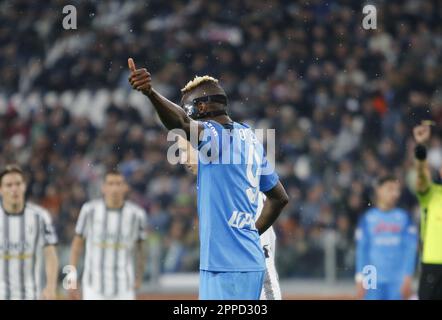 Turin, Italie. 23rd avril 2023. Victor Osimhen de SSC Napoli lors de la série italienne A, match de football entre Juventus FC et sac Napoli le 23 avril 2023 au stade Allianz, Turin, Italie. Photo Nderim Kaceli crédit: Live Media Publishing Group/Alay Live News Banque D'Images