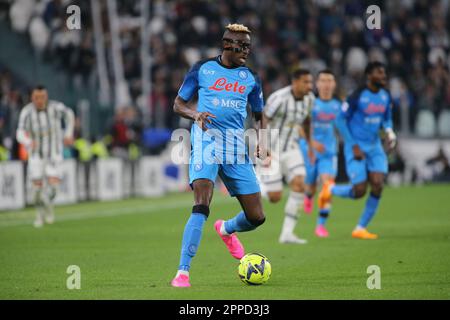 Turin, Italie. 23rd avril 2023. Victor Osimhen de SSC Napoli lors de la série italienne A, match de football entre Juventus FC et sac Napoli le 23 avril 2023 au stade Allianz, Turin, Italie. Photo Nderim Kaceli crédit: Live Media Publishing Group/Alay Live News Banque D'Images