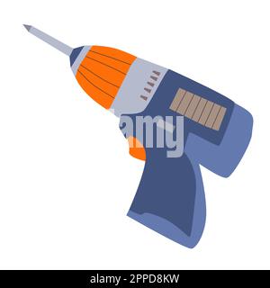 perceuse de construction électrique dans un style à main plate Illustration de Vecteur