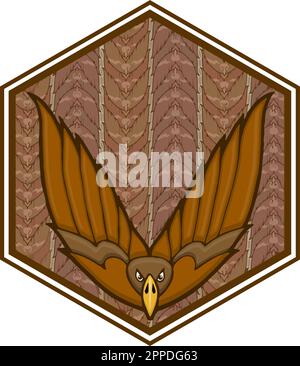 motif falcon marron avec fond hexagonal Illustration de Vecteur