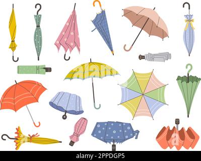 Parapluie. Illustrations stylisées d'éléments saisonniers d'automne parasols colorés vectoriels récents Illustration de Vecteur