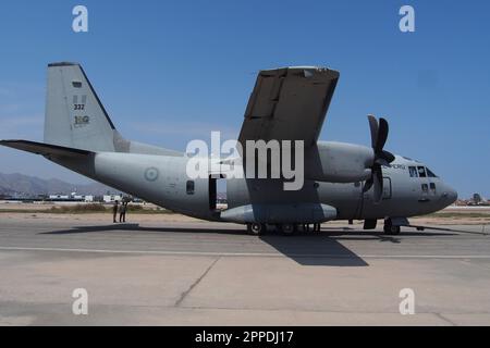 Lima, Pérou. 23rd avril 2023. Alenia C-27J Spartan au Festival de la Force aérienne péruvienne de 2023. Le Festival aéronautique a lieu à la base aérienne de Las Palmas en commémoration de l'anniversaire de naissance 109th du héros national péruvien Cap. FAP José Abelardo Quiñones Gonzales, Grand Air général du Pérou, et célébration de la Journée du pilote Fighter crédit: Fotoholica Press Agency/Alay Live News Banque D'Images