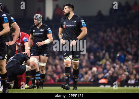 Cardiff, pays de Galles. 22nd avril 2023. Rhys Davies lors du match de rugby URC Welsh Shield Judgment Day, le rugby Osprey v Cardiff au stade de la Principauté à Cardiff, pays de Galles. Crédit : Sam Hardwick/Alay Live News. Banque D'Images