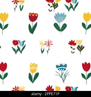 motif printemps-été de fleurs dans un style folklorique Illustration de Vecteur