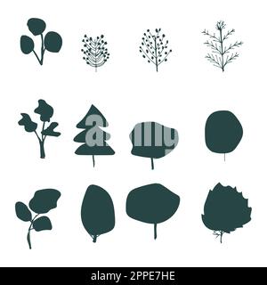 silhouettes plates d'arbres sur fond blanc Illustration de Vecteur