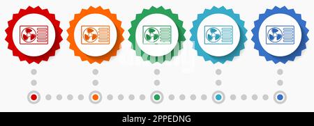 Jeu d'icônes vectorielles de pompe à chaleur, modèle graphique coloré, jeu d'icônes de badge à motif plat dans 5 options de couleurs Illustration de Vecteur