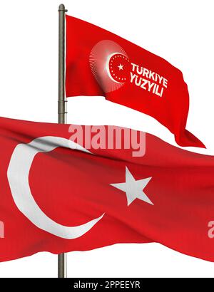 Türkiye Century, drapeau turc et slogan du parti Ak -AKP Banque D'Images