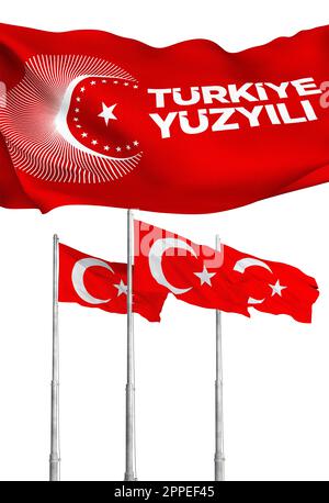 Türkiye Century, drapeau turc et slogan du parti Ak -AKP Banque D'Images