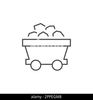 Icône de vecteur linéaire associée à la trémie à charbon. Équipement industriel lourd. Transport de pierres et de minéraux. Combustibles fossiles. Illustration vectorielle Isolat Illustration de Vecteur
