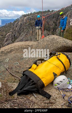 Descente en rappel dans la gorge sur le mont Buffalo Banque D'Images