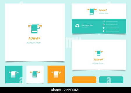 Logo serviette avec texte modifiable. Modèle de livre de marque et de carte de visite. Illustration de Vecteur