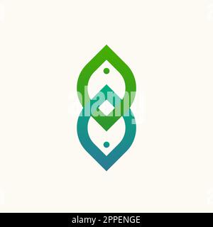 Deux logos de feuilles à lignes géométriques vertes Illustration de Vecteur