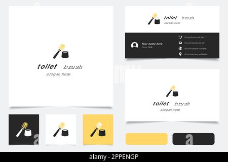 Logo représentant une brosse de toilette avec texte modifiable. Modèle de livre de marque et de carte de visite. Illustration de Vecteur