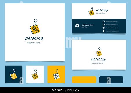 Logo de phishing avec texte modifiable. Modèle de livre de marque et de carte de visite. Illustration de Vecteur
