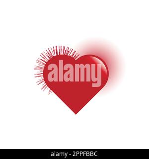 Cœur rouge avec ombre. Illustration vectorielle. Logo coeur Illustration de Vecteur