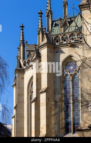 Façade de la Nouvelle cathédrale néo-gothique, Linz, Autriche Banque D'Images