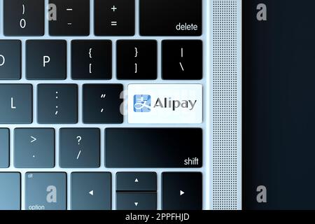 Logo Alipay sur un clavier. 3D rendu Banque D'Images