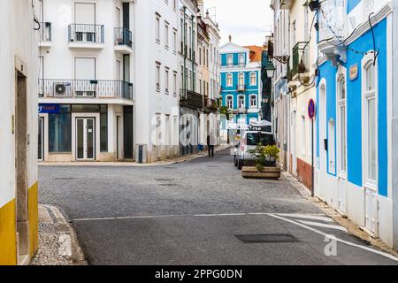 Détail de l'architecture d'une maison typique dans le centre-ville de Santarem, Portugal Banque D'Images