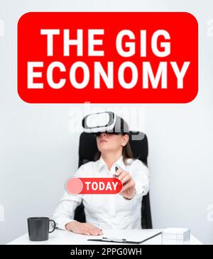 Écriture affichant le texte The Gig Economy. Internet concept marché des contrats à court terme travail indépendant temporaire Banque D'Images