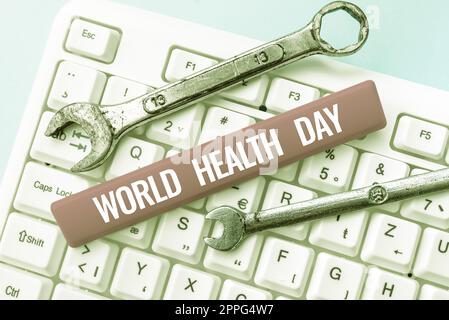 Écriture affichant le texte Journée mondiale de la Santé. Concept Internet Journée mondiale de sensibilisation à la santé célébrée chaque année -48637 Banque D'Images