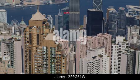 Victoria Peak, Hong Kong 04 February 2021: Hong Kong city Stock Photo