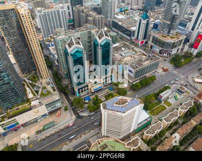 Shenzhen, Chine, 21 janvier 2022: Vue de dessus de la ville de Shenzhen, district de Futian Banque D'Images