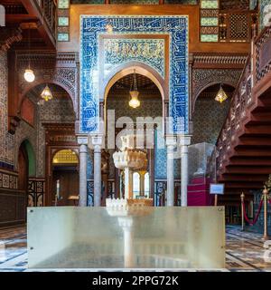 Palais Manial du Prince Mohammed Ali. Immeuble de résidence avec carreaux de céramique motif bleu floral turc, le Caire, Egypte Banque D'Images