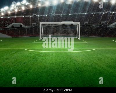 le terrain vert du stade de football. prêt pour le jeu. pénalité Banque D'Images