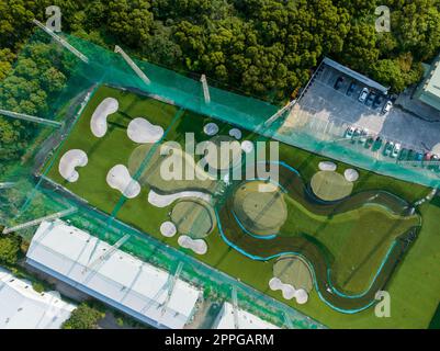 Vue de haut en bas sur le terrain de golf Banque D'Images