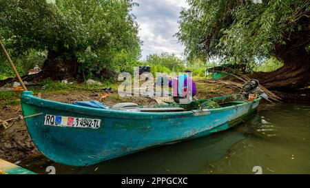 Un camp de pêcheurs dans le delta du danube Banque D'Images