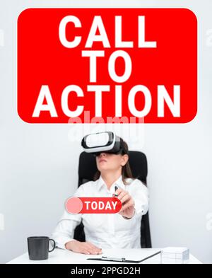 Affiche appel à l'action. Photo conceptuelle encourager le mouvement de décision pour faire progresser la stratégie réussie Banque D'Images
