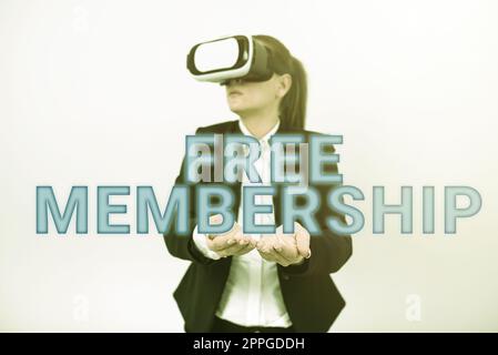 Texte indiquant l'adhésion inspiration Free. Business Showcase accédez à la communauté créative sans rien payer Banque D'Images